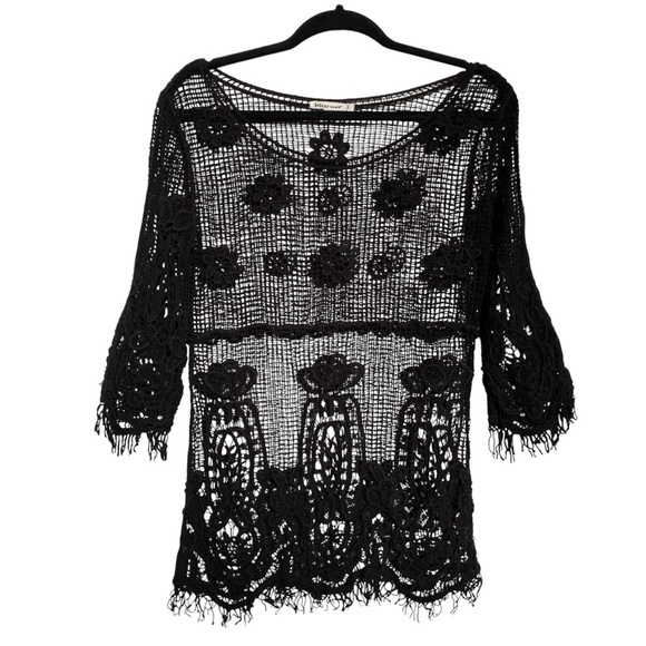 Breeze Ever Boho Elegant Black Crochet Cover-Up - Picture 1 of 6